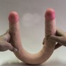 Двухголовый фаллоимитатор из кибер-кожи, 46х4.5 см
