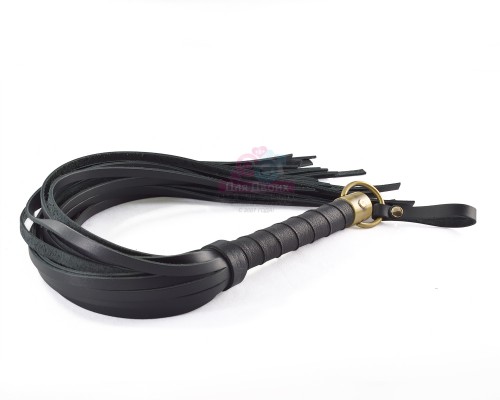 Плеть из натуральной кожи с металлическим кольцом , 60 см